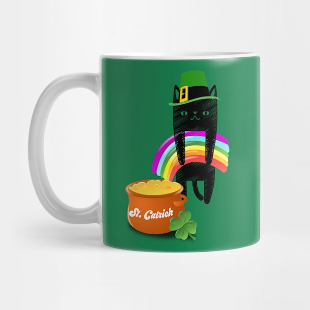 Funny Cat Lover St. Patrick's Day St. Catrick's Day Leprechaun Rainbow Irish by HuntTreasures